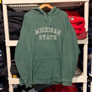 Vintage 90s Michigan State University Embroidered Spell Out Green Mens XL Hoodie